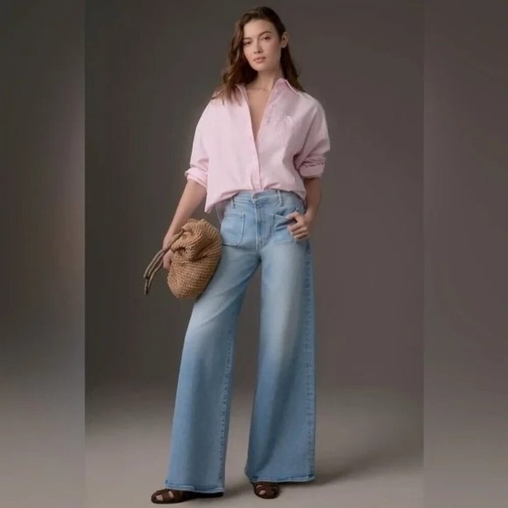 MOTHER Jeans Undercover Sneak Patch Pocket Wide Leg California Sz 26 NWT Stretch